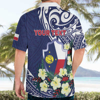 Personalised Wake Island Hawaiian Shirt Tribal Pattern With Hibiscus Flowers