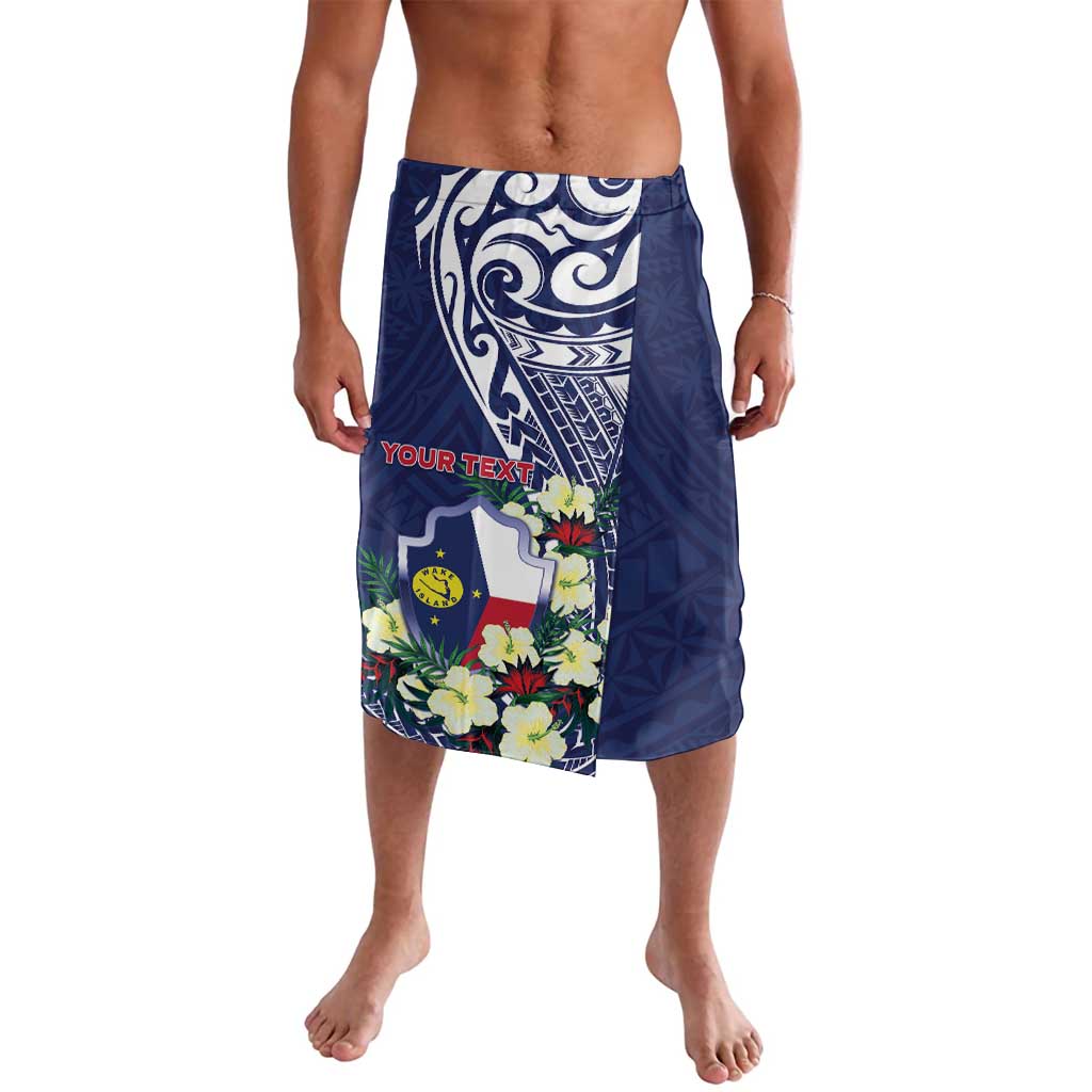 Personalised Wake Island Lavalava Tribal Pattern With Hibiscus Flowers
