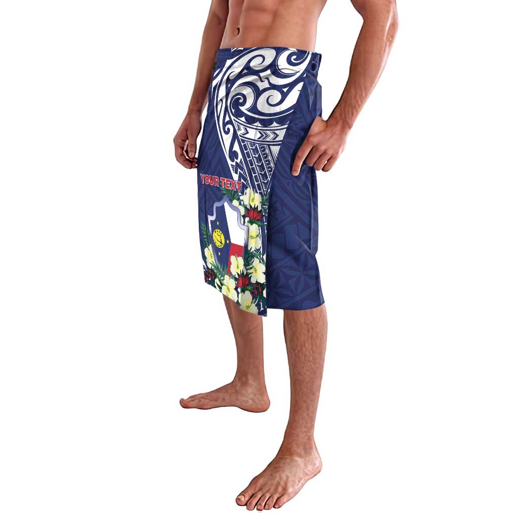 Personalised Wake Island Lavalava Tribal Pattern With Hibiscus Flowers