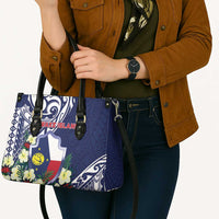 Wake Island Leather Bag Tribal Pattern With Hibiscus Flowers