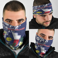 Wake Island Neck Gaiter Tribal Pattern With Hibiscus Flowers