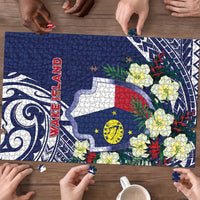 Wake Island Puzzle Tribal Pattern With Hibiscus Flowers