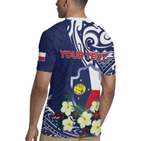 Personalised Wake Island Rugby Jersey Tribal Pattern With Hibiscus Flowers
