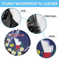 Wake Island Spare Tire Cover Tribal Pattern With Hibiscus Flowers