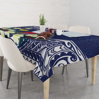 Wake Island Tablecloth Tribal Pattern With Hibiscus Flowers