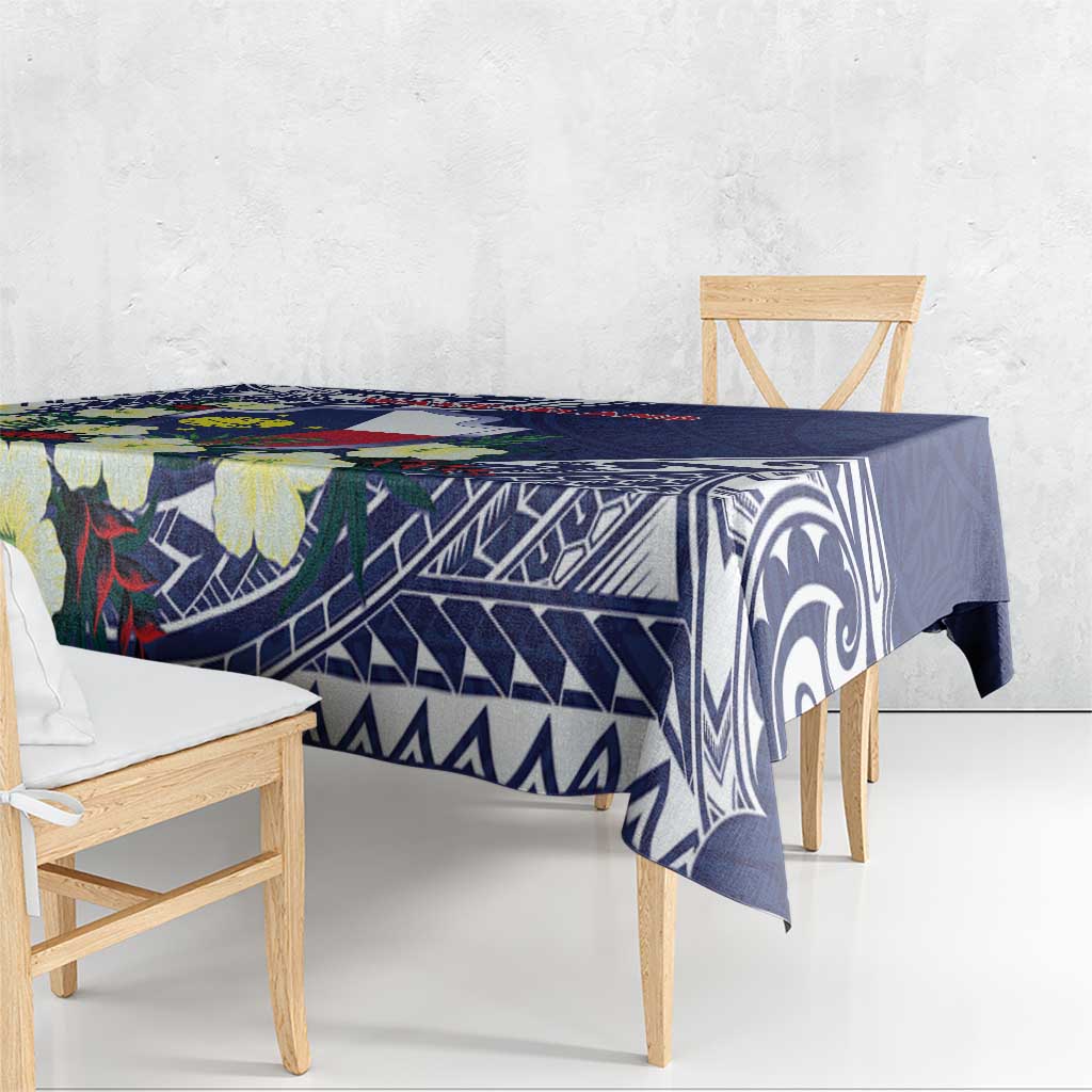 Wake Island Tablecloth Tribal Pattern With Hibiscus Flowers