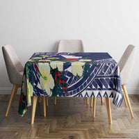 Wake Island Tablecloth Tribal Pattern With Hibiscus Flowers