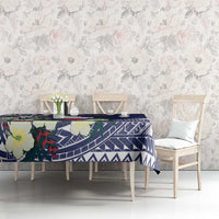 Wake Island Tablecloth Tribal Pattern With Hibiscus Flowers