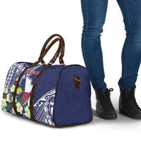 Wake Island Travel Bag Tribal Pattern With Hibiscus Flowers
