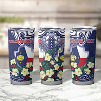 Personalised Wake Island Tumbler Cup Tribal Pattern With Hibiscus Flowers