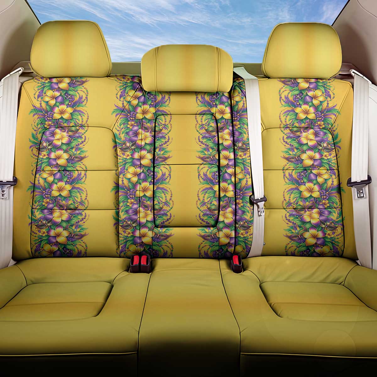 Aloha Hawaii Mardi Gras Back Car Seat Cover Gold Style