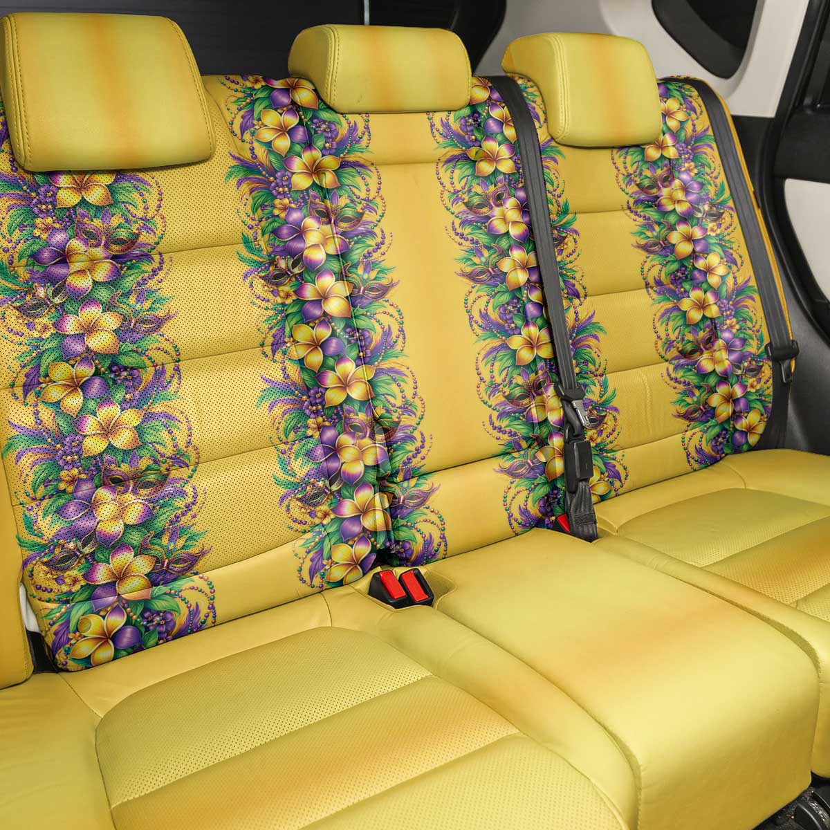 Aloha Hawaii Mardi Gras Back Car Seat Cover Gold Style