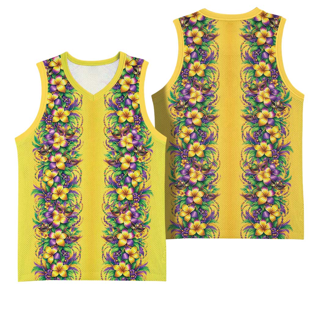 Aloha Hawaii Mardi Gras Basketball Jersey Gold Style