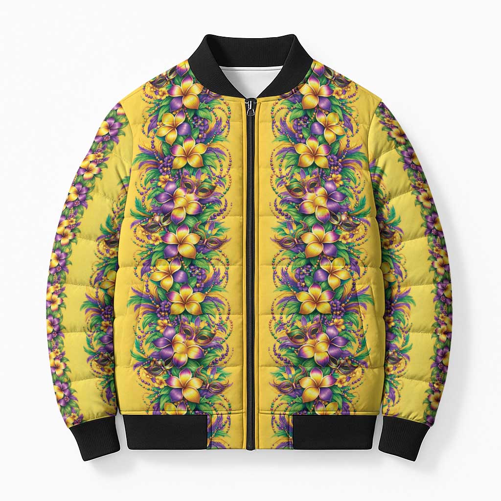 Aloha Hawaii Mardi Gras Bomber Puffer Jacket Gold Style