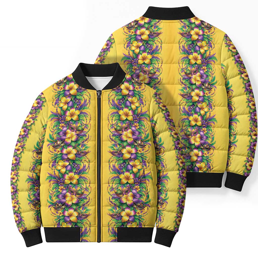 Aloha Hawaii Mardi Gras Bomber Puffer Jacket Gold Style