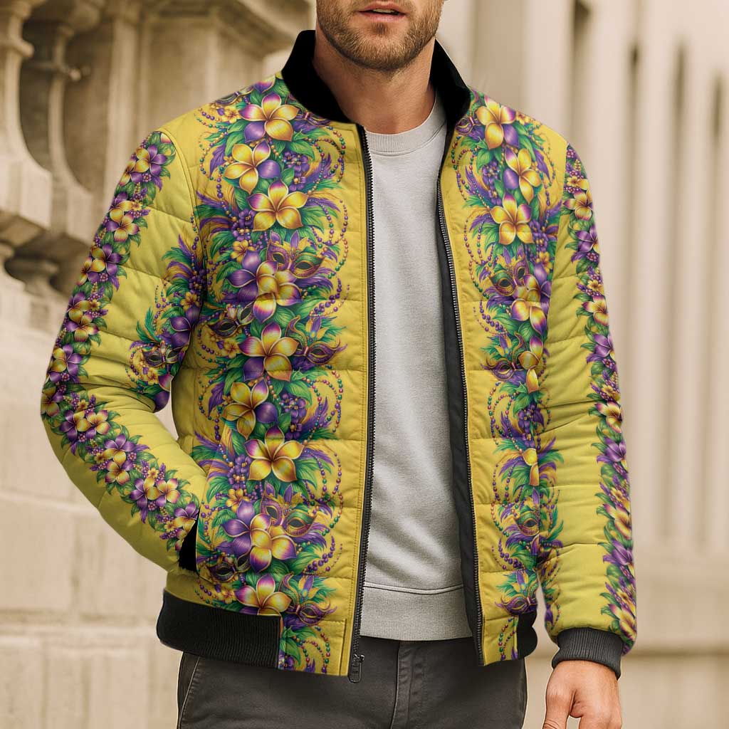 Aloha Hawaii Mardi Gras Bomber Puffer Jacket Gold Style