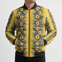 Aloha Hawaii Mardi Gras Bomber Puffer Jacket Gold Style