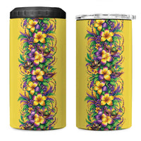 Aloha Hawaii Mardi Gras 4 in 1 Can Cooler Tumbler Gold Style