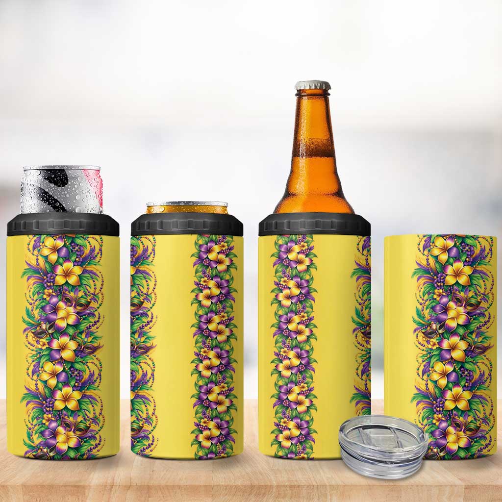Aloha Hawaii Mardi Gras 4 in 1 Can Cooler Tumbler Gold Style