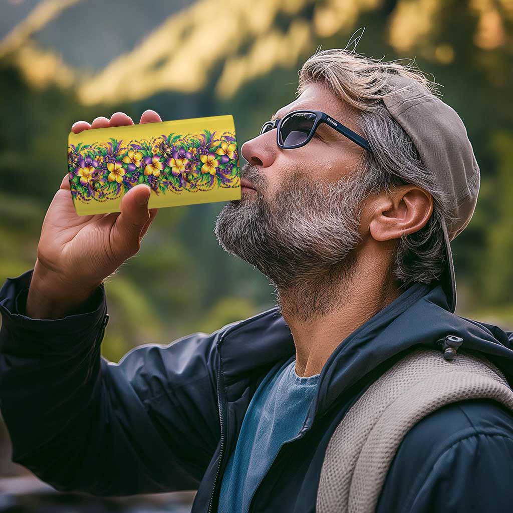 Aloha Hawaii Mardi Gras 4 in 1 Can Cooler Tumbler Gold Style