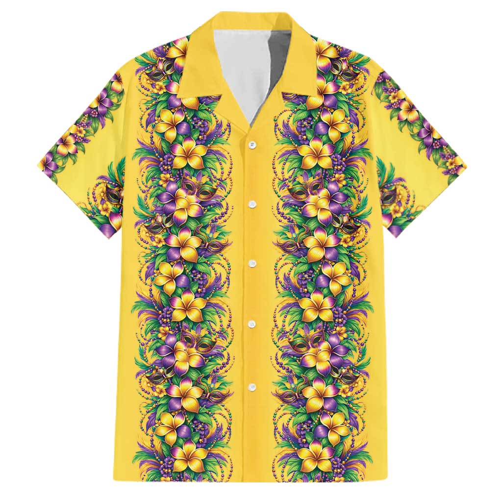 Aloha Hawaii Mardi Gras Family Matching Tank Maxi Dress and Hawaiian Shirt Gold Style