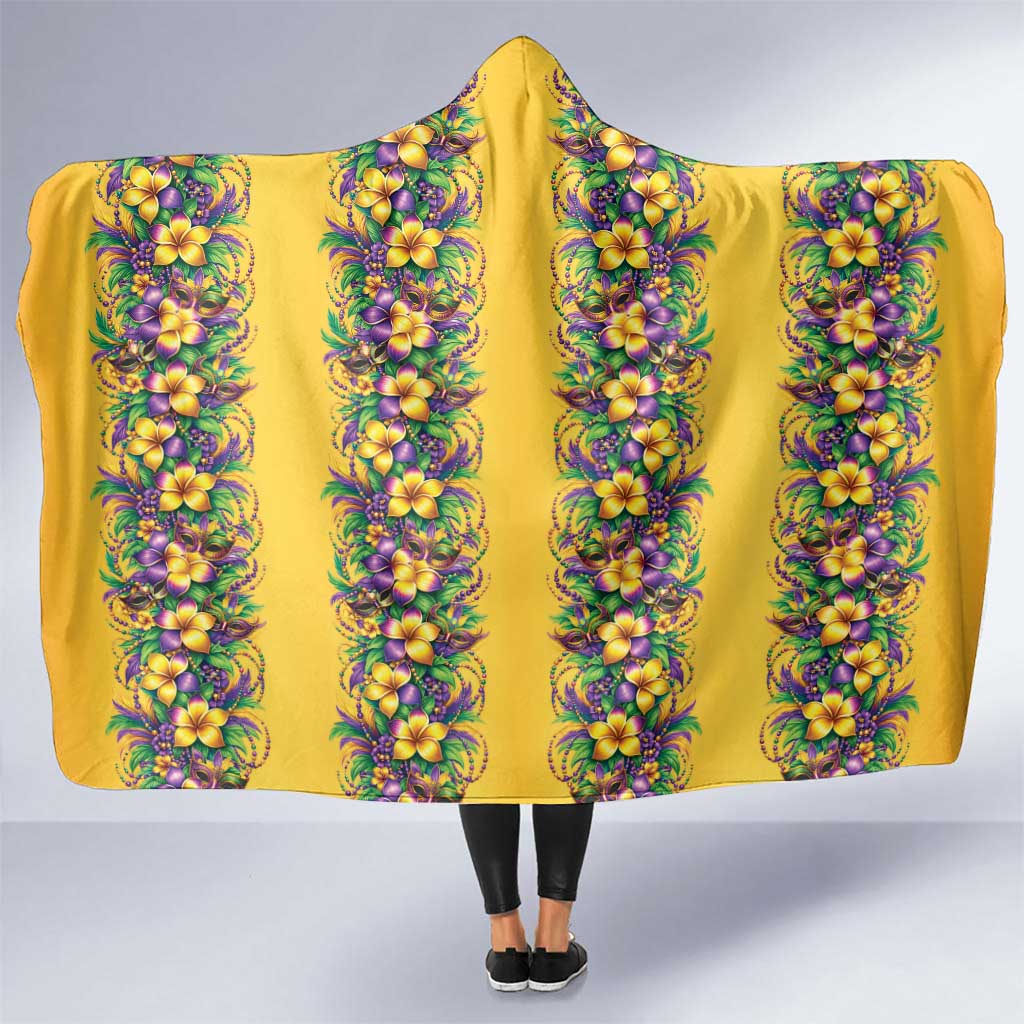 Aloha Hawaii Mardi Gras Hooded Blanket Gold Style