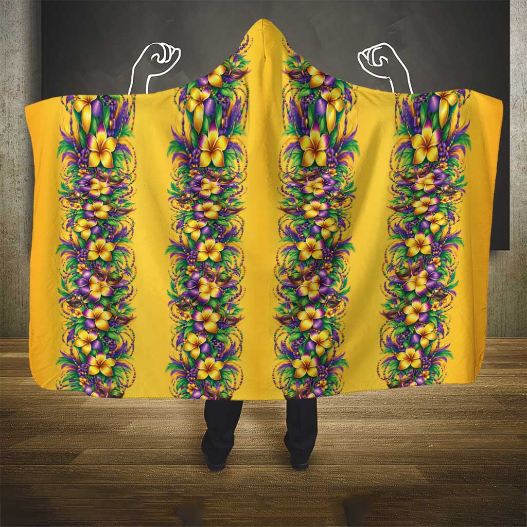 Aloha Hawaii Mardi Gras Hooded Blanket Gold Style