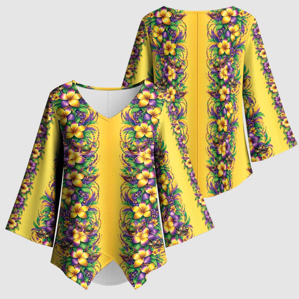 Aloha Hawaii Mardi Gras Kimono Sleeve Blouse Gold Style