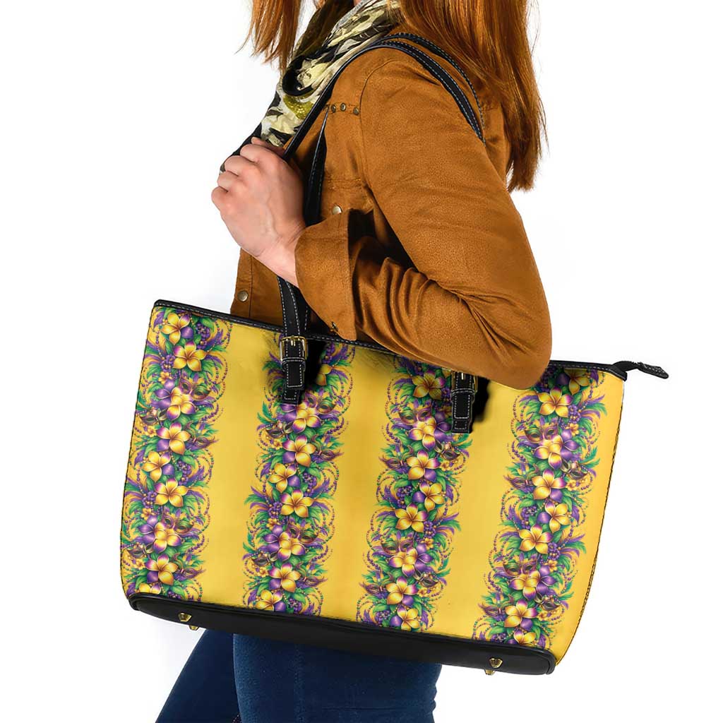 Aloha Hawaii Mardi Gras Leather Tote Bag Gold Style