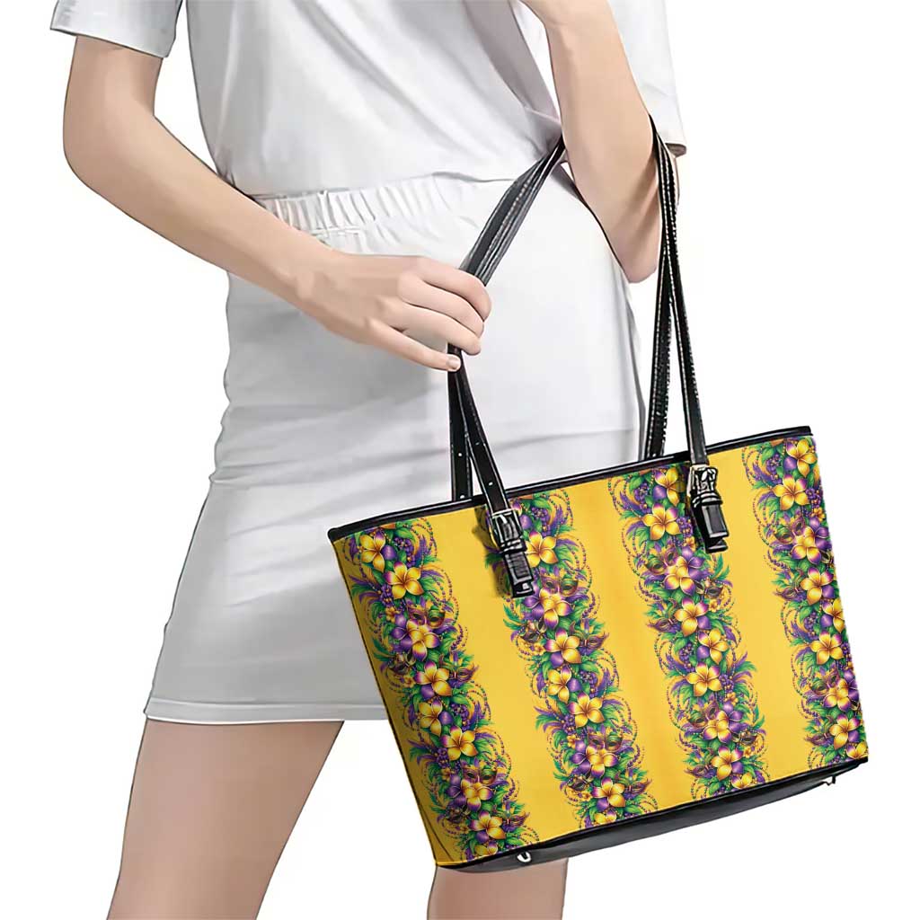 Aloha Hawaii Mardi Gras Leather Tote Bag Gold Style