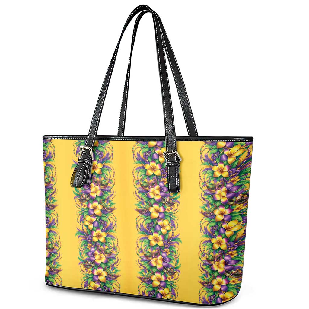 Aloha Hawaii Mardi Gras Leather Tote Bag Gold Style