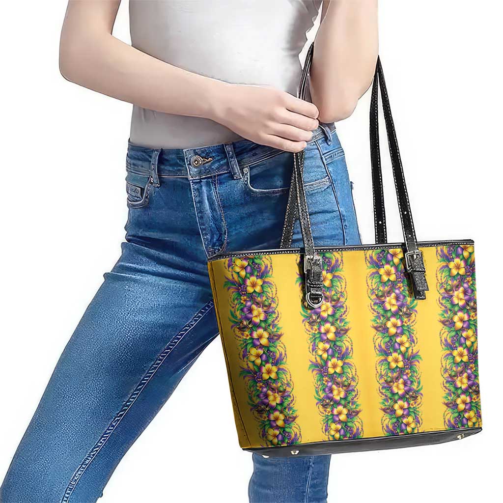 Aloha Hawaii Mardi Gras Leather Tote Bag Gold Style