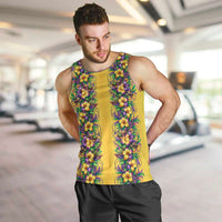 Aloha Hawaii Mardi Gras Men Tank Top Gold Style