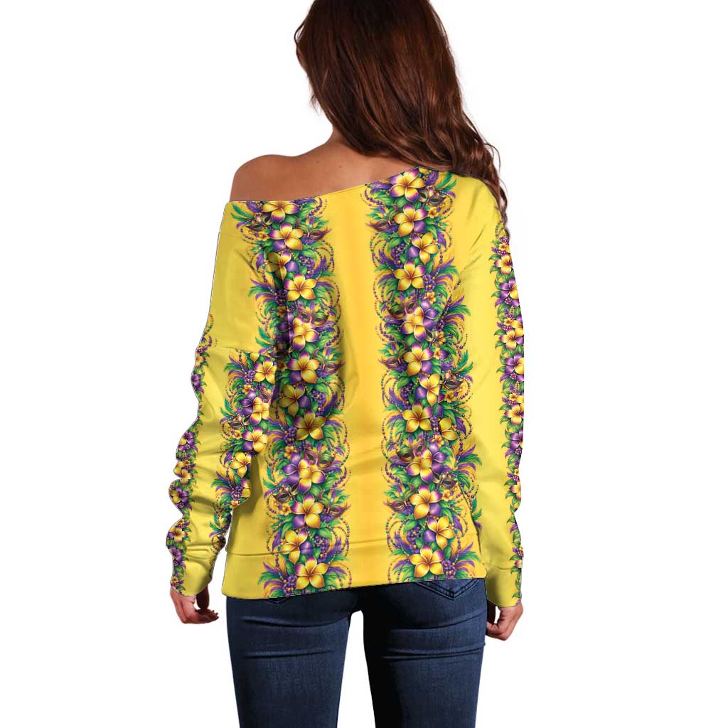 Aloha Hawaii Mardi Gras Off Shoulder Sweater Gold Style