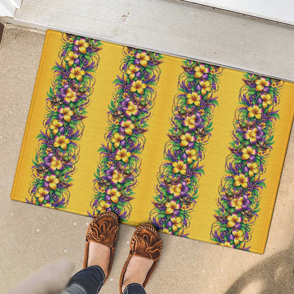 Aloha Hawaii Mardi Gras Rubber Doormat Gold Style