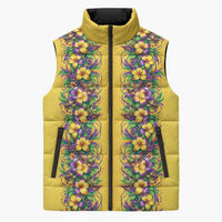 Aloha Hawaii Mardi Gras Sleeveless Puffer Jacket Gold Style