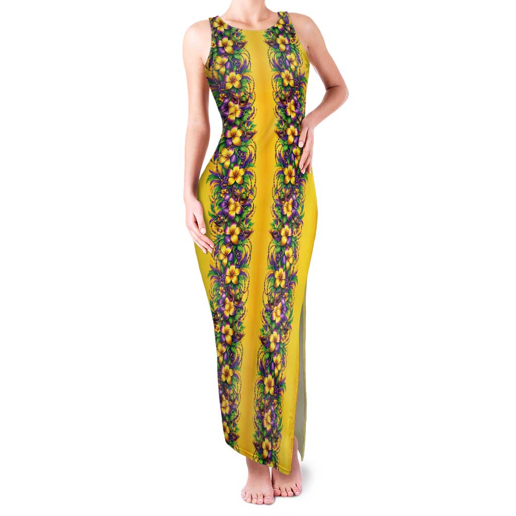 Aloha Hawaii Mardi Gras Tank Maxi Dress Gold Style LT05 Women Gold - Polynesian Pride