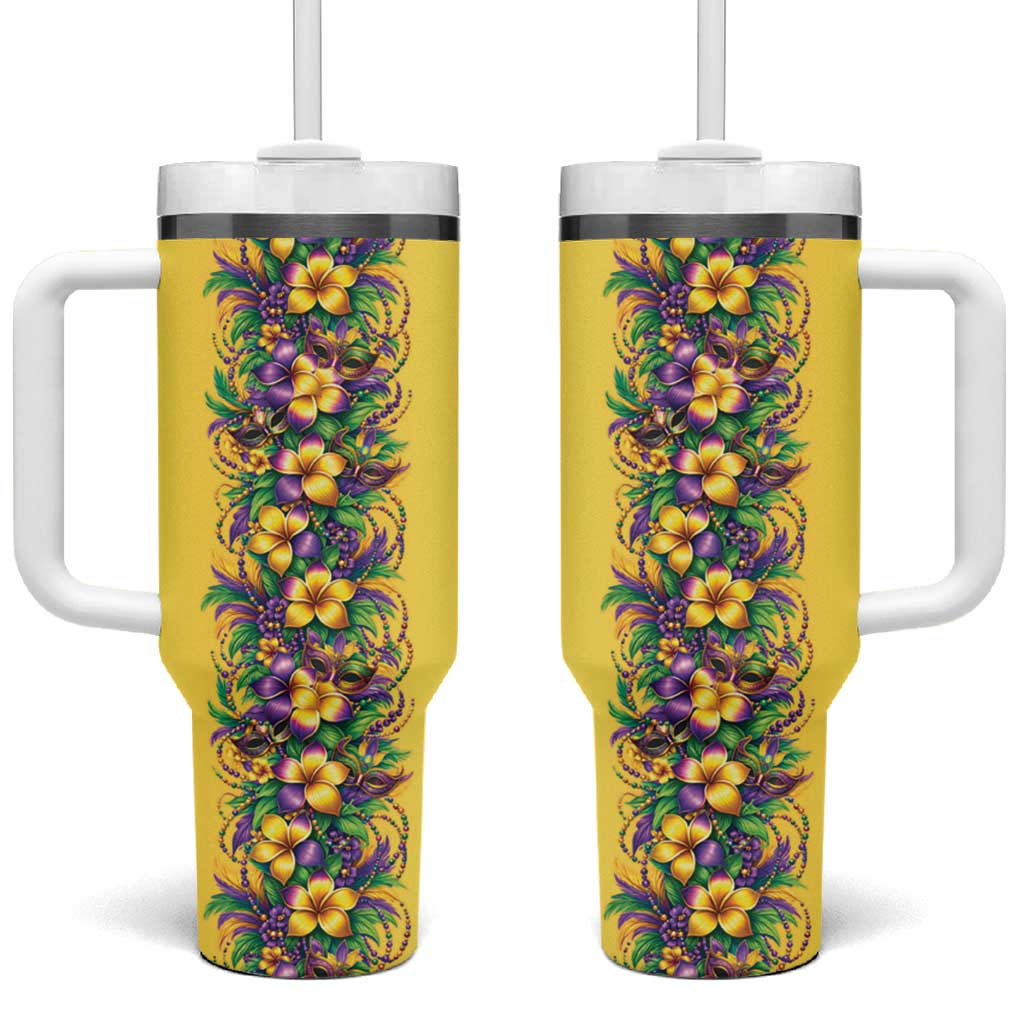 Aloha Hawaii Mardi Gras Tumbler With Handle Gold Style