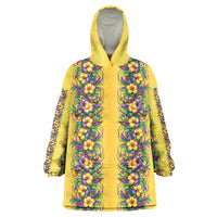 Aloha Hawaii Mardi Gras Wearable Blanket Hoodie Gold Style