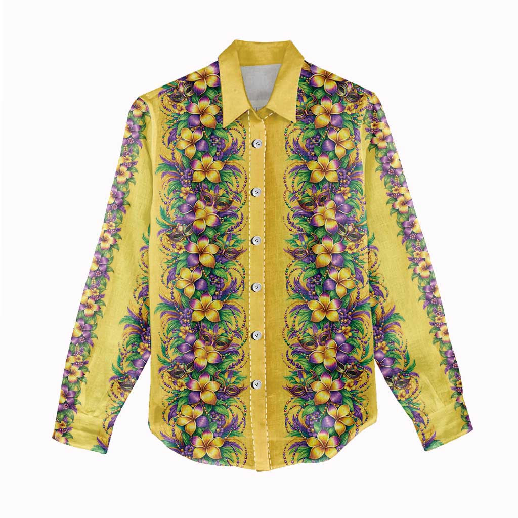Aloha Hawaii Mardi Gras Women Casual Shirt Gold Style