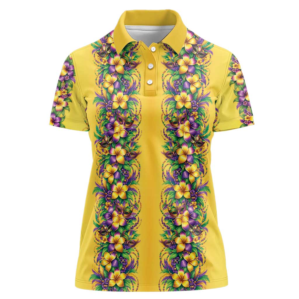 Aloha Hawaii Mardi Gras Women Polo Shirt Gold Style
