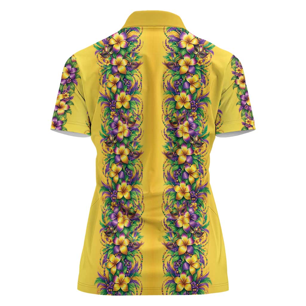 Aloha Hawaii Mardi Gras Women Polo Shirt Gold Style