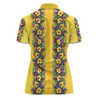 Aloha Hawaii Mardi Gras Women Polo Shirt Gold Style