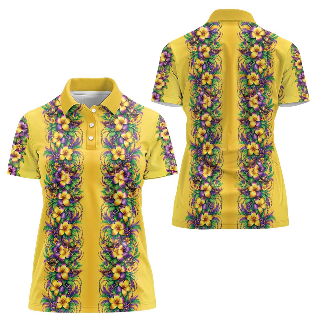 Aloha Hawaii Mardi Gras Women Polo Shirt Gold Style