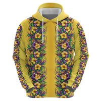Aloha Hawaii Mardi Gras Zip Hoodie Gold Style