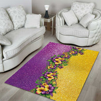 Hawaii Mardi Gras Area Rug Plumeria Lei Beads Glitter Style