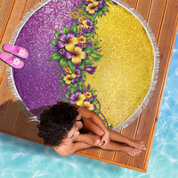 Hawaii Mardi Gras Beach Blanket Plumeria Lei Beads Glitter Style