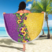Hawaii Mardi Gras Beach Blanket Plumeria Lei Beads Glitter Style