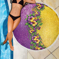 Hawaii Mardi Gras Beach Blanket Plumeria Lei Beads Glitter Style