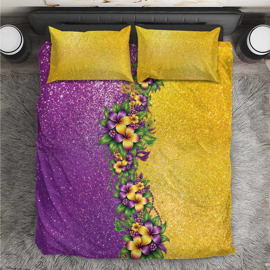 Hawaii Mardi Gras Bedding Set Plumeria Lei Beads Glitter Style